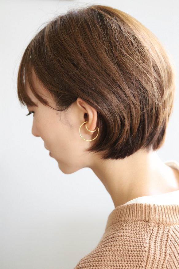 Double line Earcuff 毎日のイヤカフ　(gold/silver) 【E47-321S/G】 7枚目の画像