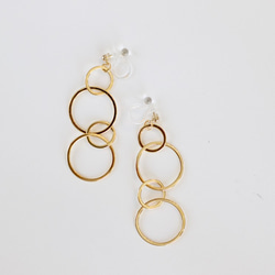 銀色設計鍊式耳環（金）[E26-312G] 第3張的照片