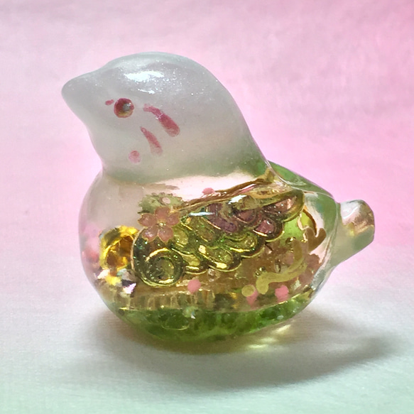 葉桜ことり オルゴナイト(ローズクオーツ・ペリドット) 2枚目の画像