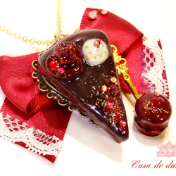 チョコレートケーキの王様ザッハトルテネックレス　No.001 5枚目の画像