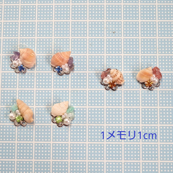 一点物☆海からのプレゼント～自然の貝殻とチェリークォーツのビジューピアスorイヤリング 4枚目の画像
