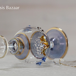 GOLD［Sサイズ］エジプトガラス香水瓶 パフュームボトル アロマオイル ブルー 6枚目の画像