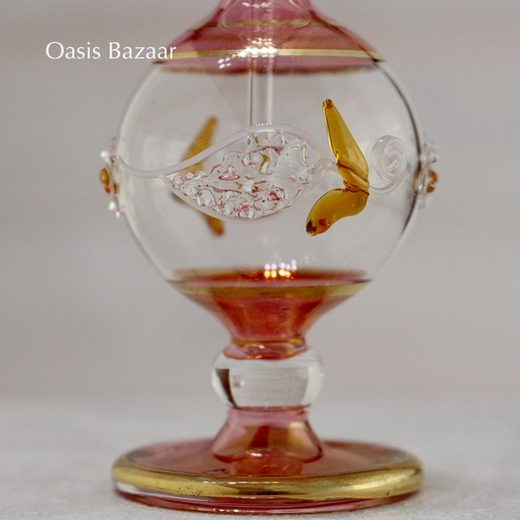 GOLD［Sサイズ］エジプトガラス香水瓶 パフュームボトル アロマオイル ピンク 4枚目の画像