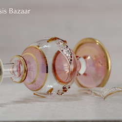 GOLD［Sサイズ］エジプトガラス香水瓶 パフュームボトル アロマオイル ピンク 6枚目の画像