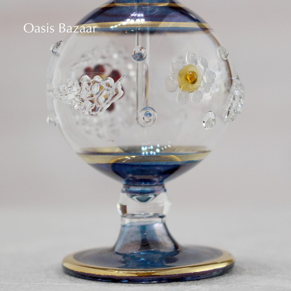 22K GOLD［Sサイズ］エジプトガラス香水瓶 パフュームボトル アロマオイル ブルー 5枚目の画像