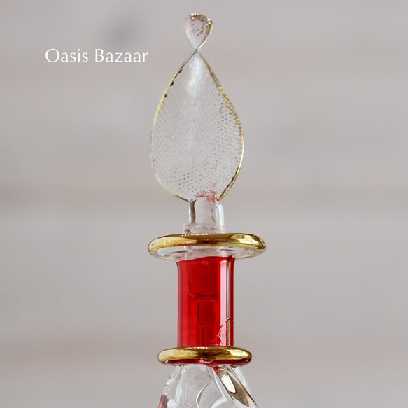 GOLD［Sサイズ］エジプトガラス香水瓶 パフュームボトル アロマオイル　レッド 3枚目の画像