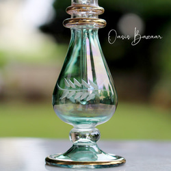 GOLD［Sサイズ］エジプトガラス香水瓶 パフュームボトル アロマオイル グリーン 4枚目の画像