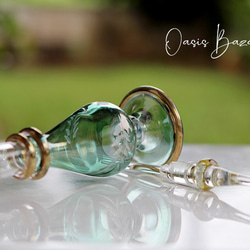 GOLD［Sサイズ］エジプトガラス香水瓶 パフュームボトル アロマオイル グリーン 5枚目の画像