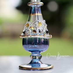 GOLD［Sサイズ］エジプトガラス香水瓶 パフュームボトル アロマオイル ブルー 5枚目の画像