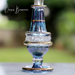 GOLD［Sサイズ］エジプトガラス香水瓶 パフュームボトル アロマオイル ブルー 4枚目の画像