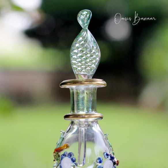 ［ミニサイズ］エジプトガラス香水瓶 パフュームボトル アロマオイル グリーン 3枚目の画像