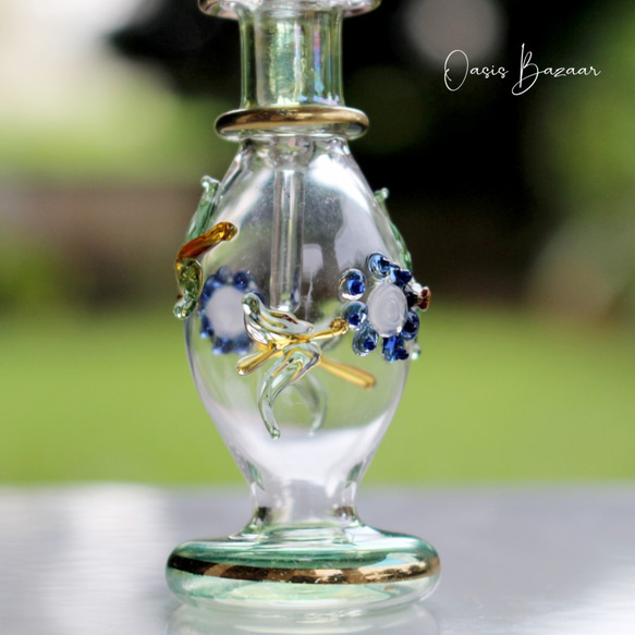 ［ミニサイズ］エジプトガラス香水瓶 パフュームボトル アロマオイル グリーン 4枚目の画像