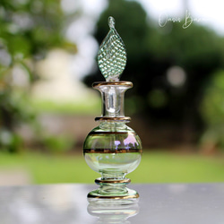 ［ミニサイズ］エジプトガラス香水瓶 パフュームボトル アロマオイル グリーン 1枚目の画像
