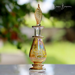 ［ミニサイズ］エジプトガラス香水瓶 パフュームボトル アロマオイル イエロー 2枚目の画像