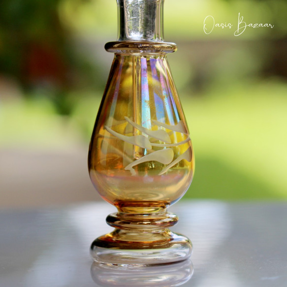［ミニサイズ］エジプトガラス香水瓶 パフュームボトル アロマオイル イエロー 4枚目の画像