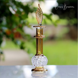 ［ミニサイズ］エジプトガラス香水瓶 パフュームボトル アロマオイル イエロー 1枚目の画像