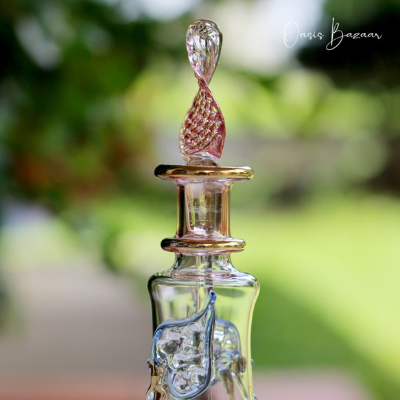 ［ミニサイズ］エジプトガラス香水瓶 パフュームボトル アロマオイル ピンク 3枚目の画像