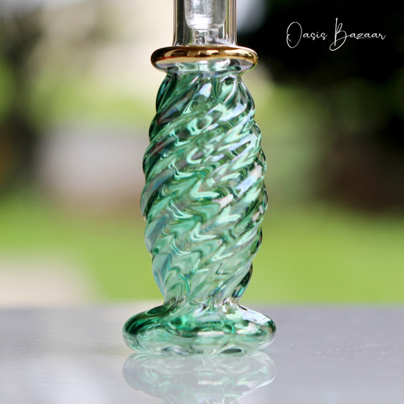 ［ミニサイズ］エジプトガラス香水瓶 パフュームボトル アロマオイル グリーン 4枚目の画像