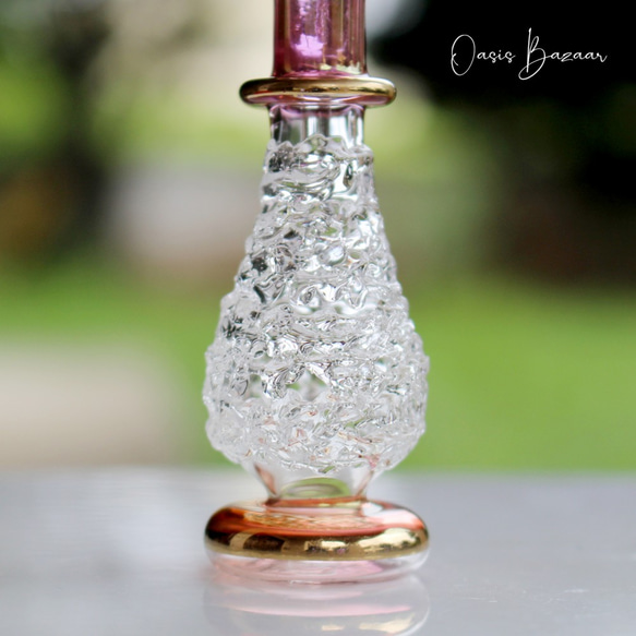 ［ミニサイズ］エジプトガラス香水瓶 パフュームボトル アロマオイル ピンク 4枚目の画像