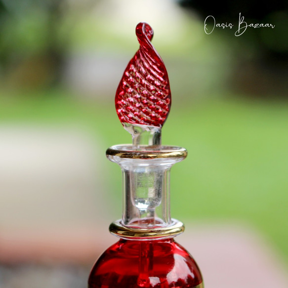 ［ミニサイズ］エジプトガラス香水瓶 パフュームボトル アロマオイル レッド 3枚目の画像