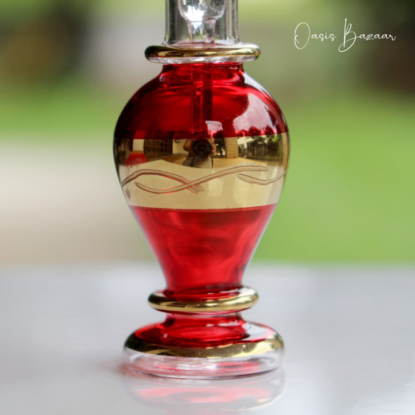 ［ミニサイズ］エジプトガラス香水瓶 パフュームボトル アロマオイル レッド 4枚目の画像