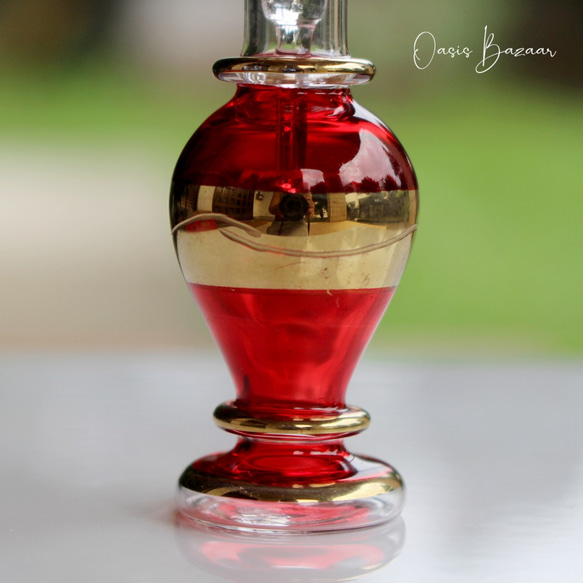 ［ミニサイズ］エジプトガラス香水瓶 パフュームボトル アロマオイル レッド 5枚目の画像