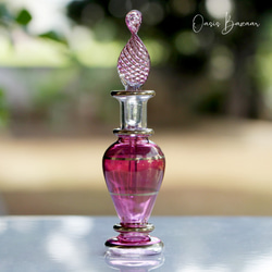 ［ミニサイズ］エジプトガラス香水瓶 パフュームボトル アロマオイル ピンク 2枚目の画像