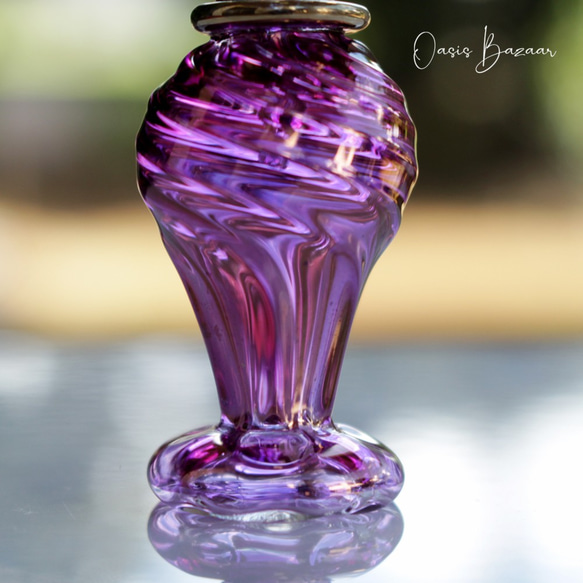 ［ミニサイズ］エジプトガラス香水瓶 パフュームボトル アロマオイル ピンク / パープル 4枚目の画像