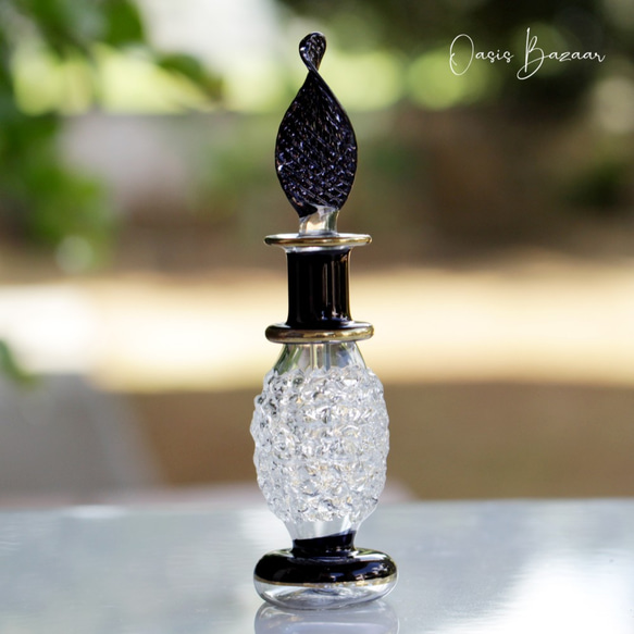 ［ミニサイズ］エジプトガラス香水瓶 パフュームボトル アロマオイル ブラック 2枚目の画像