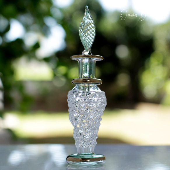 ［ミニサイズ］エジプトガラス香水瓶 パフュームボトル アロマオイル グリーン 2枚目の画像