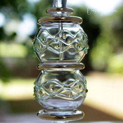 GOLD［Mサイズ］エジプトガラス香水瓶 パフュームボトル アロマオイル グリーン 4枚目の画像