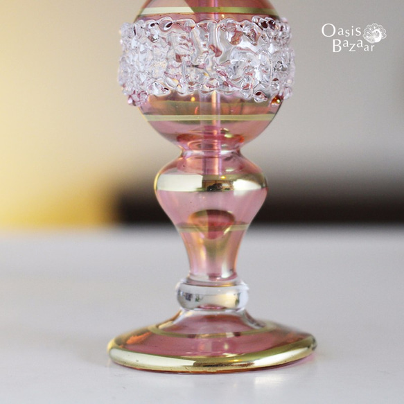 エジプトガラス香水瓶 パフュームボトル アロマオイル ピンク 4枚目の画像