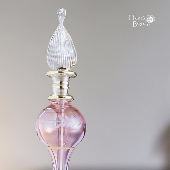 エジプトガラス香水瓶 パフュームボトル アロマオイル ピンク 2枚目の画像