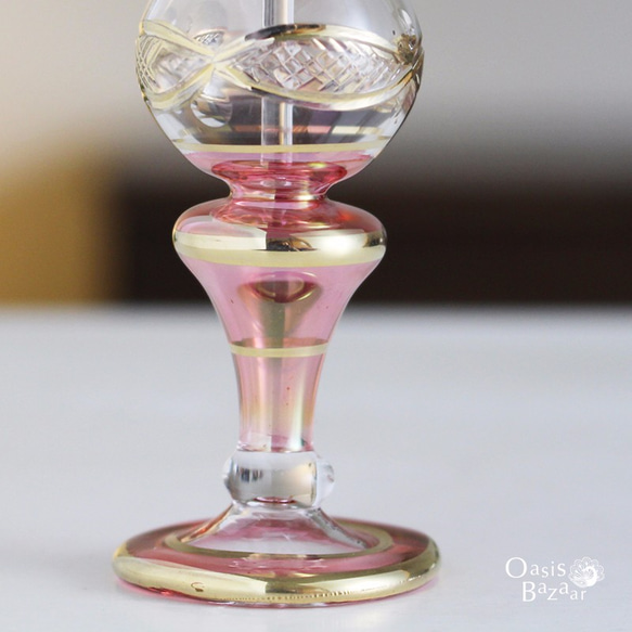 エジプトガラス香水瓶 パフュームボトル アロマオイル ピンク 4枚目の画像