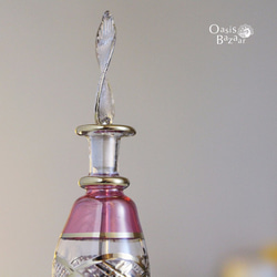 《Big SALE！》GOLD［Sサイズ］エジプトガラス香水瓶 パフュームボトル アロマオイル ピンク 2枚目の画像