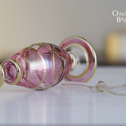 《Big SALE！》GOLD［Sサイズ］エジプトガラス香水瓶 パフュームボトル アロマオイル ピンク 3枚目の画像