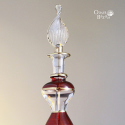 《Big SALE！》GOLD［Sサイズ］エジプトガラス香水瓶 パフュームボトル アロマオイル レッド 2枚目の画像