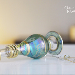 ［Sサイズ］エジプトガラス香水瓶 パフュームボトル アロマオイル グリーン 4枚目の画像