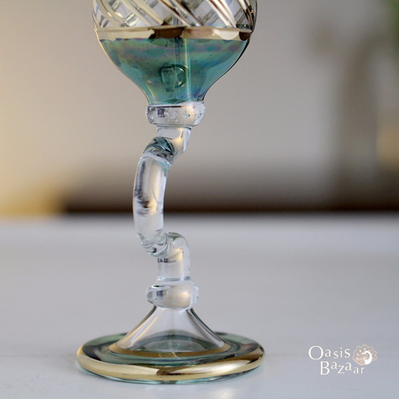 エジプトガラス香水瓶 パフュームボトル アロマオイル グリーン 4枚目の画像