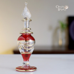 ［Sサイズ］エジプトガラス香水瓶 パフュームボトル アロマオイル　レッド 1枚目の画像