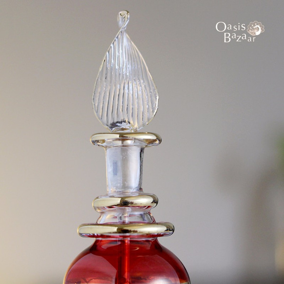 ［Sサイズ］エジプトガラス香水瓶 パフュームボトル アロマオイル　レッド 2枚目の画像