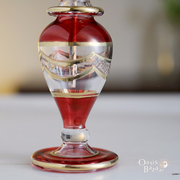 ［Sサイズ］エジプトガラス香水瓶 パフュームボトル アロマオイル　レッド 4枚目の画像
