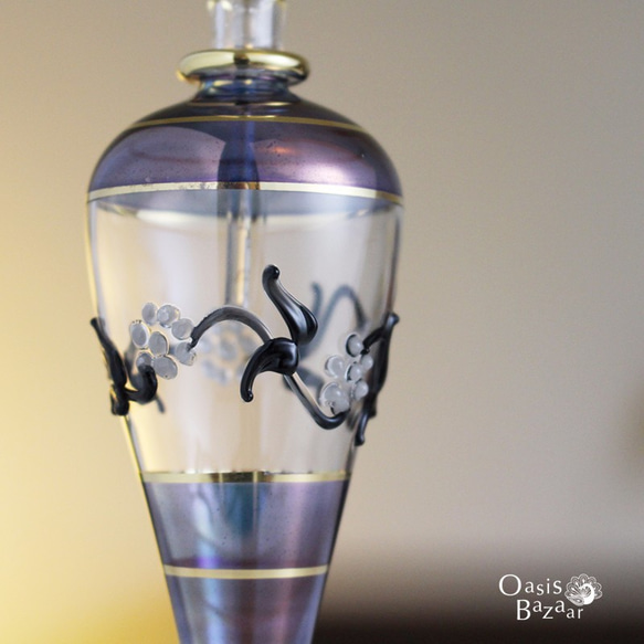 ［Mサイズ］エジプトガラス香水瓶 パフュームボトル アロマオイル ブルー 4枚目の画像