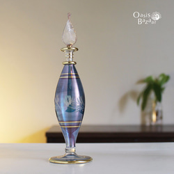 ［Mサイズ］エジプトガラス香水瓶 パフュームボトル アロマオイル ブルー 2枚目の画像