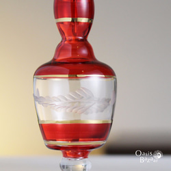 ［Mサイズ］エジプトガラス香水瓶 パフュームボトル アロマオイル レッド 2枚目の画像