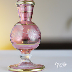 ［Mサイズ］エジプトガラス香水瓶 パフュームボトル アロマオイル ピンク 2枚目の画像