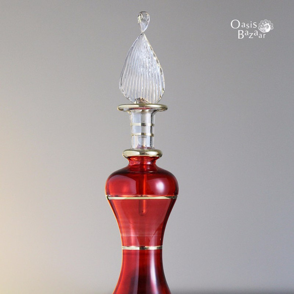 ［Lサイズ］エジプトガラス香水瓶 パフュームボトル アロマオイル レッド 2枚目の画像