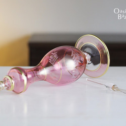 ［Lサイズ］エジプトガラス香水瓶 パフュームボトル アロマオイル ピンク 4枚目の画像