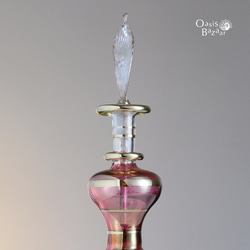 ［Lサイズ］エジプトガラス香水瓶 パフュームボトル アロマオイル ピンク 2枚目の画像