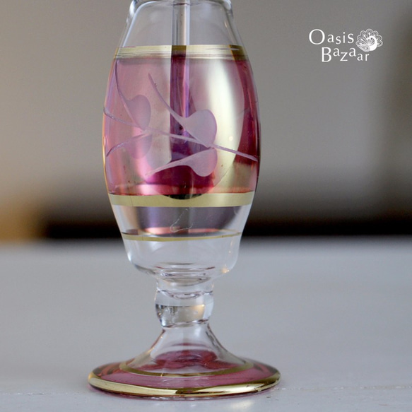《SALE！》GOLD［Sサイズ］エジプトガラス香水瓶 パフュームボトル アロマオイル ピンク 3枚目の画像